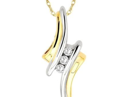 1 10 Ctw Round Cut Diamond Pendant in 14K Yellow Gold with Chain Cheap