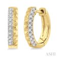 1 4 Ctw Pyramid Round Cut Diamond Hoop Earrings in 14K Yellow Gold Sale