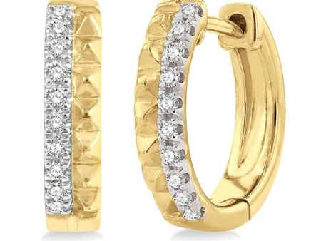 1 4 Ctw Pyramid Round Cut Diamond Hoop Earrings in 14K Yellow Gold Sale