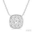 1 2 Ctw Cushion Shape Lovebright Diamond Necklace in 14K White Gold For Cheap