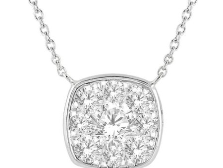 1 2 Ctw Cushion Shape Lovebright Diamond Necklace in 14K White Gold For Cheap