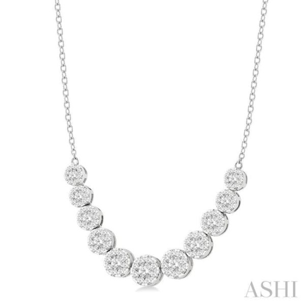 1 1 2 Ctw Round Cut Lovebright Diamond Necklace in 14K White Gold Online now