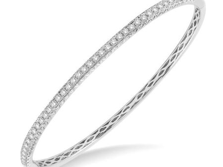 1 Ctw Round Cut Diamond Stackable Bangle in 14K White Gold Online Hot Sale