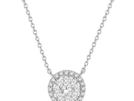 1 2 ctw Circular Round Cut Diamond Lovebright Necklace in 14K White Gold Online