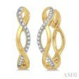 1 10 Ctw Entwined Round Cut Diamond Hoop Earrings in 10K Yellow Gold Online Sale