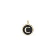 Gold Finish Sterling Silver Black Enamel Initial Charm - C Online