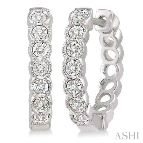 1 10 Ctw Lattice Round Cut Diamond Hoop Earrings in 10K White Gold Fashion