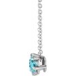 Sterling Silver 5 mm Natural Aquamarine Solitaire 16-18  Necklace on Sale