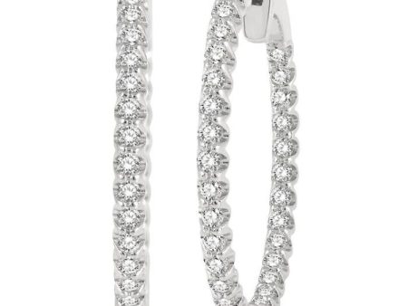 1 Ctw Inside-Out Round Cut Diamond Hoop Earrings in 14K White Gold Hot on Sale