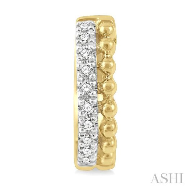 1 10 Ctw Circular Bead & Round Cut Diamond Huggie Earrings in 10K Yellow Gold on Sale