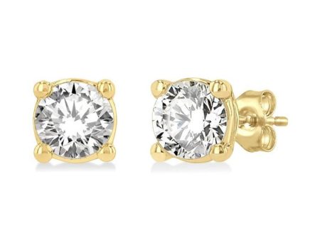 1 3 Ctw Round Cut Diamond Stud Earring in 14K Yellow Gold Fashion