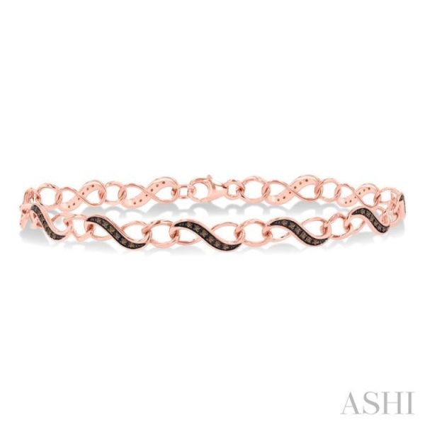 1 4 Ctw Round cut Champagne Brown Diamond Infinity Bracelet in 10K Rose Gold Hot on Sale