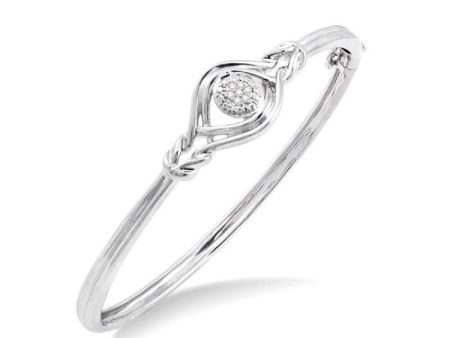 1 20 Ctw Single Cut Diamond Love Knot Bangle in Sterling Silver Hot on Sale