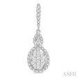 1 1 4 ctw Oval Shape Dangling Lovebright Round Cut Diamond Earring in 14K White Gold Online