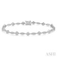 1 1 10 ctw Marquise and Floral Link Diamond Bracelet in 14K White Gold Online now