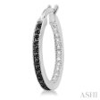 1 3 Ctw White and Black Diamond Hoop Earrings in Sterling Silver For Discount