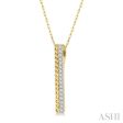 1 6 Ctw Rope Bead & Round Cut Diamond Bar Pendant With Chain in 14K Yellow Gold Fashion