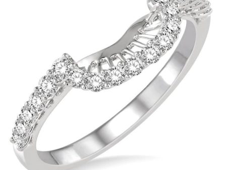 3 8 Ctw Arch Shape Round Cut Diamond Wedding Band in 14K White Gold For Discount