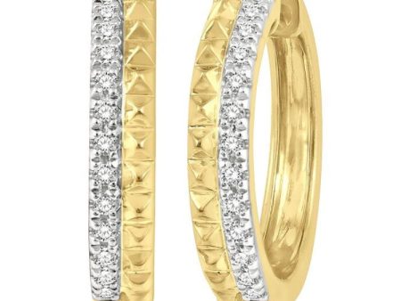 1 10 Ctw Pyramid Round Cut Diamond Huggie Earrings in 10K Yellow Gold Online Hot Sale