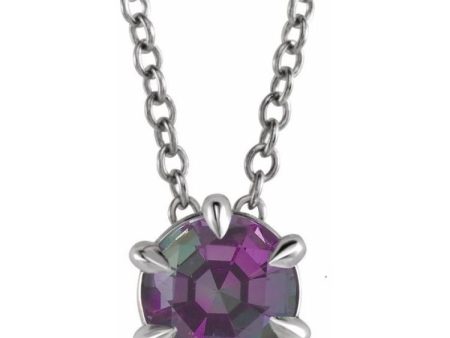 Sterling Silver 6 mm Lab-Grown Alexandrite Solitaire 16-18  Necklace Online