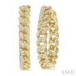 1 3 Ctw Round Cut Diamond Curb & Cuban Hoop Earrings in 14K Yellow Gold Online