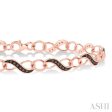 1 4 Ctw Round cut Champagne Brown Diamond Infinity Bracelet in 10K Rose Gold Hot on Sale