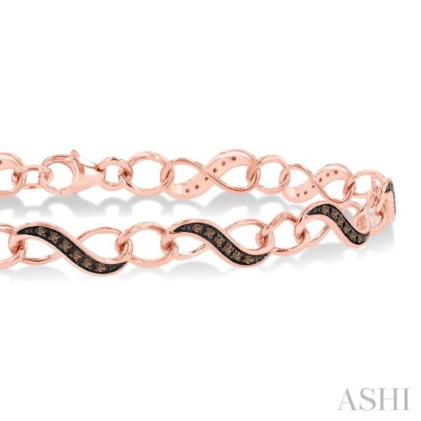 1 4 Ctw Round cut Champagne Brown Diamond Infinity Bracelet in 10K Rose Gold Hot on Sale