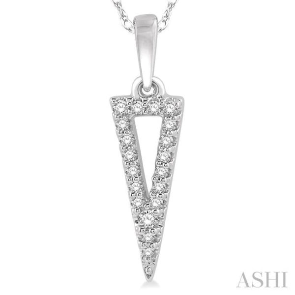 1 10 Ctw Hollow Center Inverted Triangle Round Cut Diamond Pendant in 10K White Gold Online Hot Sale