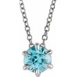 Sterling Silver 5 mm Natural Aquamarine Solitaire 16-18  Necklace on Sale