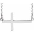 Sterling Silver 22x11.5 mm Sideways Cross 16-18  Necklace For Discount