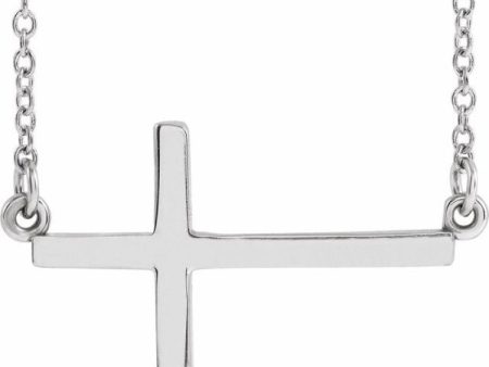 Sterling Silver 22x11.5 mm Sideways Cross 16-18  Necklace For Discount