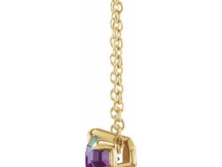 14K Yellow 6 mm Lab-Grown Alexandrite Solitaire 16-18  Necklace on Sale