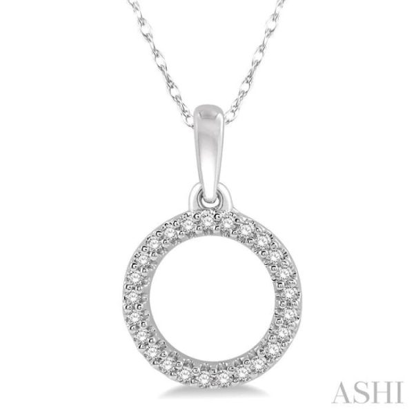 1 10 Ctw Hollow Cut Circle Round Cut Diamond Pendant in 10K White Gold Supply