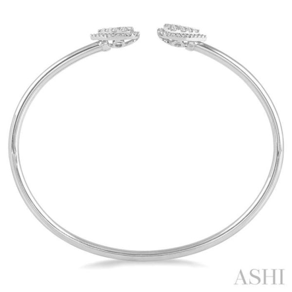 5 8 Ctw Pear Shape Lovebright Open Cuff Diamond Bangle in 14K White Gold Sale