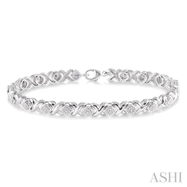 1 10 Ctw  X  and SQ Single Cut Diamond Bracelet in Sterling Silver For Sale