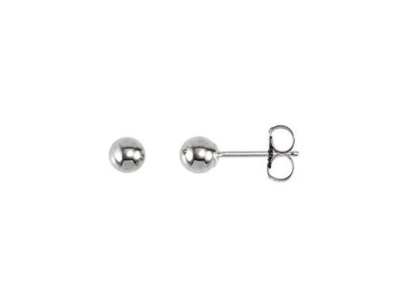 14K White 4 mm Ball Earrings For Sale