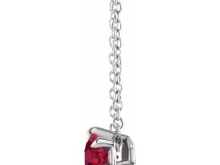 Sterling Silver 5 mm Natural Ruby Solitaire 16-18  Necklace Online Hot Sale