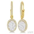 1 1 2 Ctw Oval Shape Diamond Lovebright Earrings in 14K Yellow and White Gold Online Sale