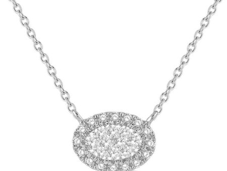 1 2 ctw Oval Shape Round Cut Diamond Lovebright Necklace in 14K White Gold Discount