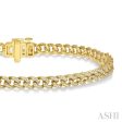 1 Ctw Round Cut Diamond Curb Bracelet in 14K Yellow Gold For Sale