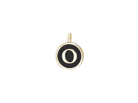 Gold Finish Sterling Silver Black Enamel Initial Charm - O Online Hot Sale