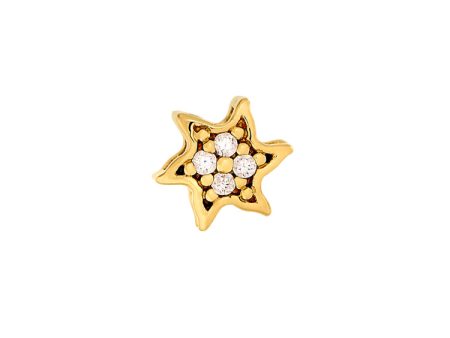 Gold Finish Sterling Silver Starfish Charm with Simulated Diamonds For Discount