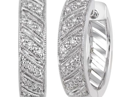 1 20 Ctw Round Cut Diamond Hoop Earrings in Sterling Silver Fashion