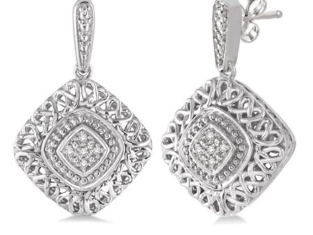 1 20 Ctw Cushion Shape Single Cut Diamond Earrings in Sterling Silver on Sale