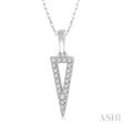 1 10 Ctw Hollow Center Inverted Triangle Round Cut Diamond Pendant in 10K White Gold Online Hot Sale