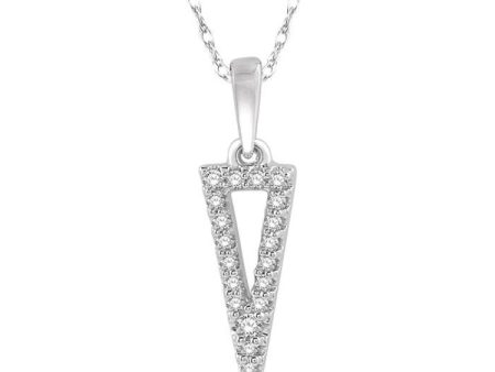 1 10 Ctw Hollow Center Inverted Triangle Round Cut Diamond Pendant in 10K White Gold Online Hot Sale