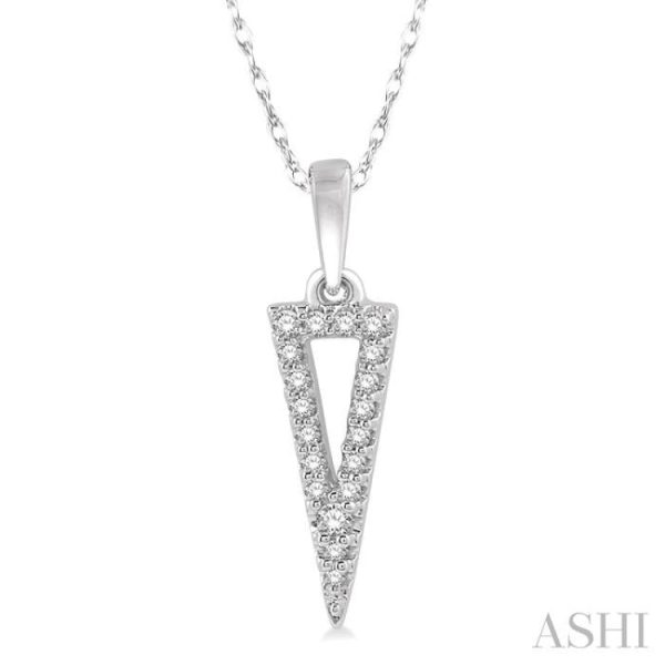 1 10 Ctw Hollow Center Inverted Triangle Round Cut Diamond Pendant in 10K White Gold Online Hot Sale