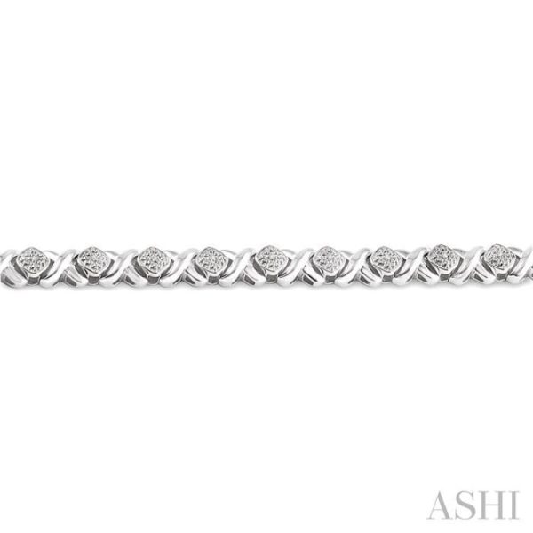 1 10 Ctw  X  and SQ Single Cut Diamond Bracelet in Sterling Silver For Sale