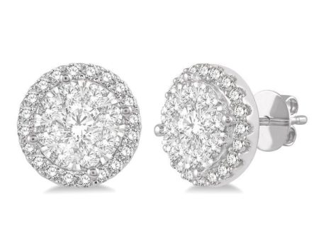 1 Ctw Lovebright Round Cut Diamond Stud Earrings in 14K White Gold Discount