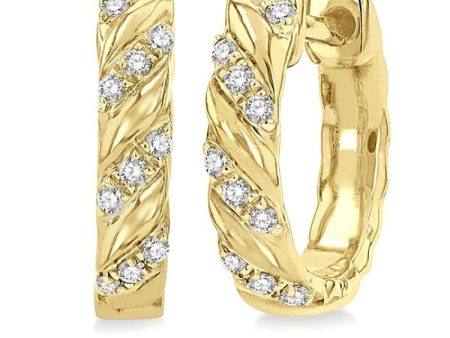 1 10 Ctw Half Twirl Round Cut Diamond Huggie Earrings in 10K Yellow Gold Online now